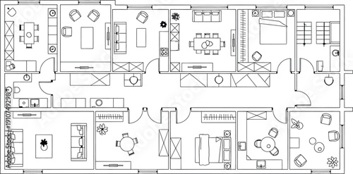 A blurry black and white floor plan image isolated on transparent background