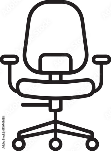 Office chair icon with wheels and armrests  modern furniture design