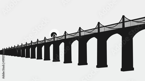 Person Walking on Long Elevated Walkway.