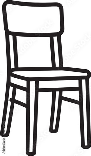 Simple line drawing of a wooden chair with backrest