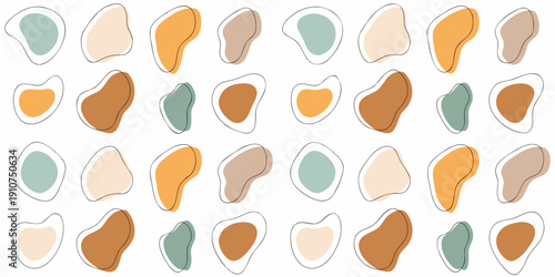 Abstract arrangement of organic shapes in muted earth tone colors