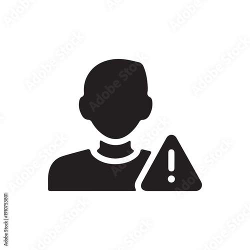 User security warning icon silhouette for account risk alert