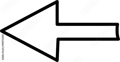 Smooth Outlined Left Arrow Vector Icon with Gentle Curves, Perfect for Modern User Experience and Directional Indicators