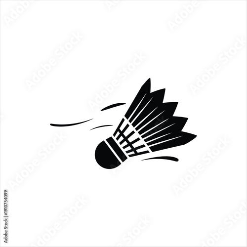 Flying badminton shuttlecock silhouette with motion lines vector icon