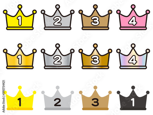 シンプルな王冠のアイコンイラスト素材セット2