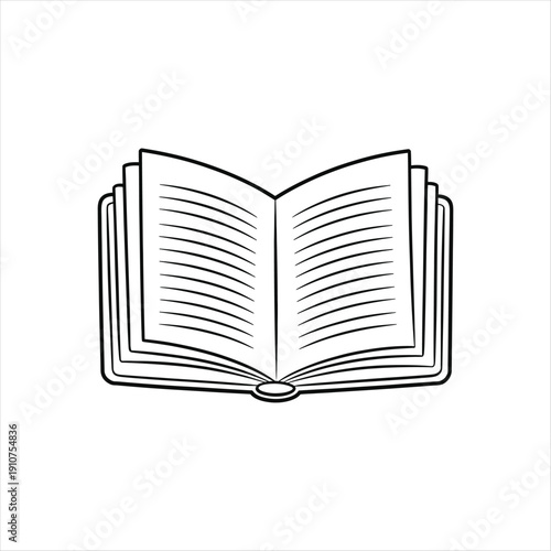 Open book outline drawing education symbol vector illustration