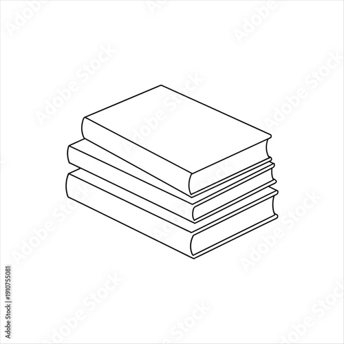 Stack of three books outline drawing education concept vector