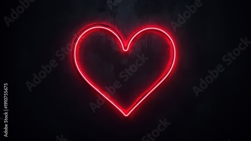 Wallpaper Mural A glowing red neon heart sign on a dark textured wall, symbolizing love and passion with vibrant illumination. Torontodigital.ca