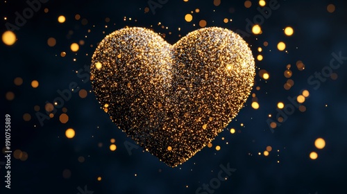 Wallpaper Mural A sparkling golden heart made of glitter particles shines against a dark background, creating a magical and festive atmosphere. Torontodigital.ca