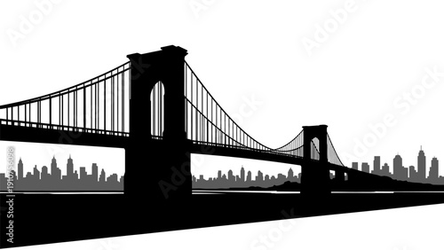 Silhouette of a Suspension Bridge Structure.