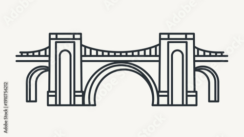 Simple Black and White Bridge Illustration.