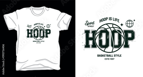 Sport street hoop is life basketball style estd 1987 graphic design