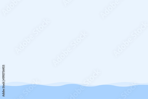 青色のシンプルな波のラインの背景フレーム素材