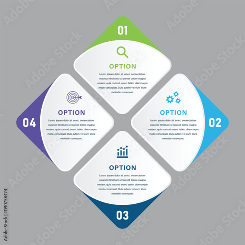 Diamond 4 Option Infographic Design for Presentation