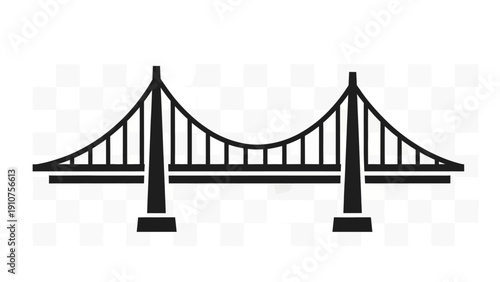 Suspension Bridge Silhouette Graphic Illustration Design.