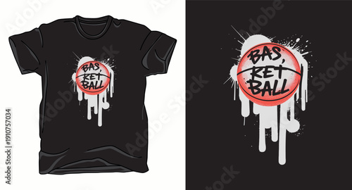 Urban basketball drip graphic for t-shirt design and apparel printing