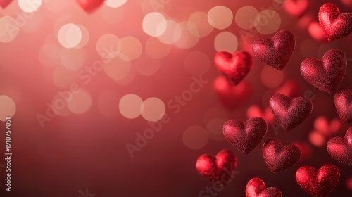 Wallpaper Mural Sparkling red hearts float against a soft pink bokeh background, evoking feelings of love and romance. Torontodigital.ca