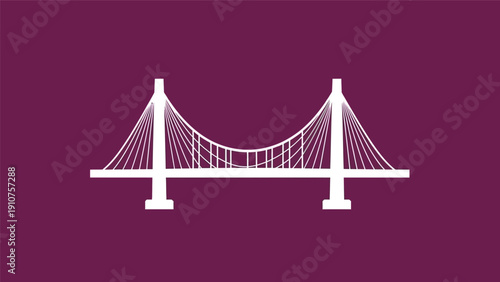 White Suspension Bridge Graphic Illustration.