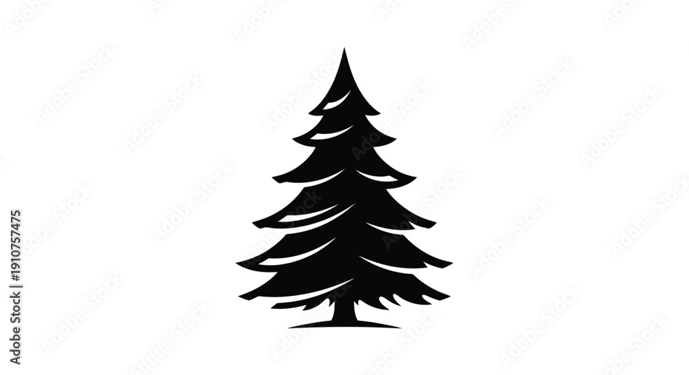 Obraz premium Stylized Black Silhouette of a Pine Tree.