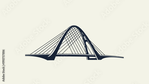 Modern Cable Stayed Bridge Illustration Design.