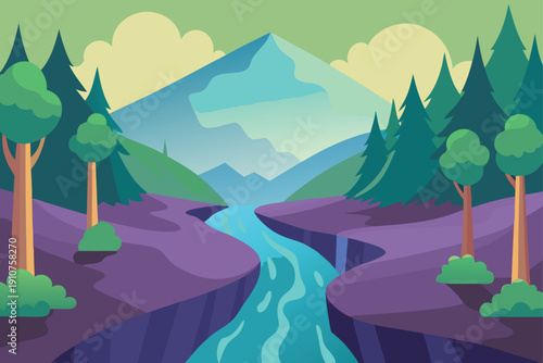 Serene Stream Flowing Uphill Through Gravity Field