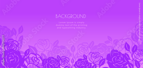 Bright flower gradient banners. Violet and purple colors. Discount or sale background. 