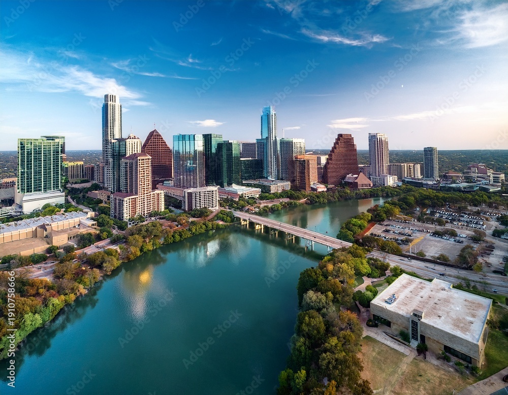 Obraz premium overhead photo of austin texas downtown skyline