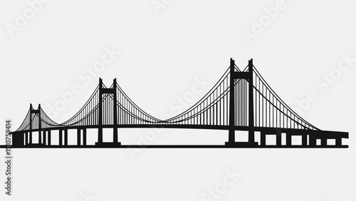 Suspension Bridge Silhouette Illustration Design Element.
