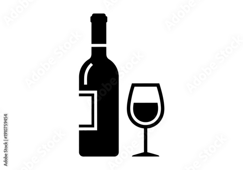 vector illustration of a bottle and glass of wine