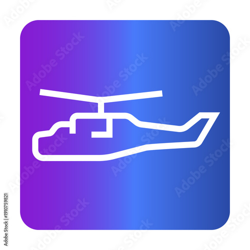 attack helicopter black line icon. Vector isolated element.