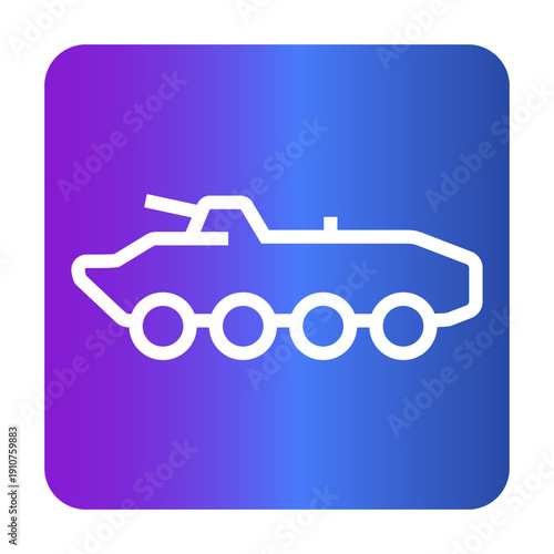armored personnel carrier black line icon. Vector isolated element.