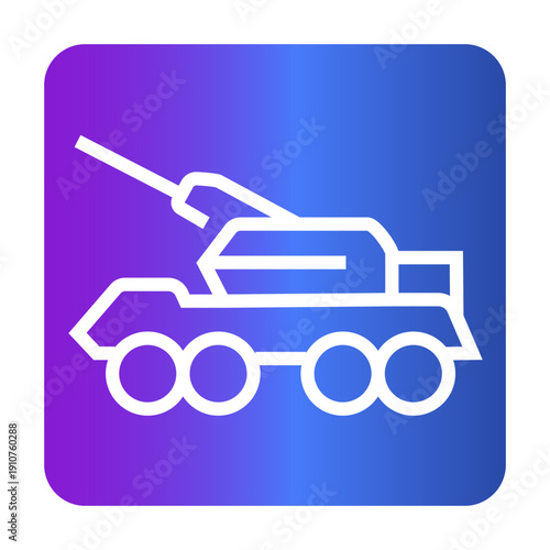 self propelled artillery black line icon. Vector isolated element.