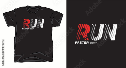 Run faster brooklyn sports typography design for t-shirt print, activewear, sportswear, and other uses