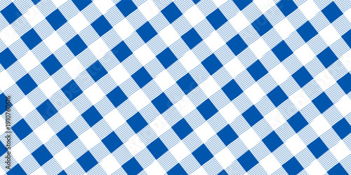 A seamless gingham pattern set. Plain blue checkered and striped wallpaper for textiles, fabric designs, tablecloths, and clothing covers. Eps10