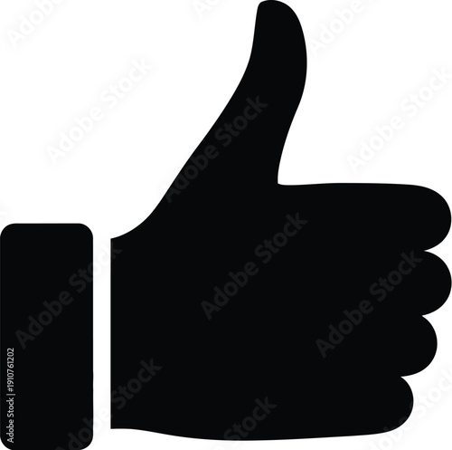 Simple black silhouette of hand giving thumbs up gesture illustration artwork