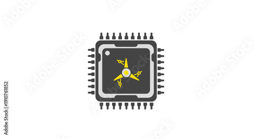 Microchip with yellow circuit inside.