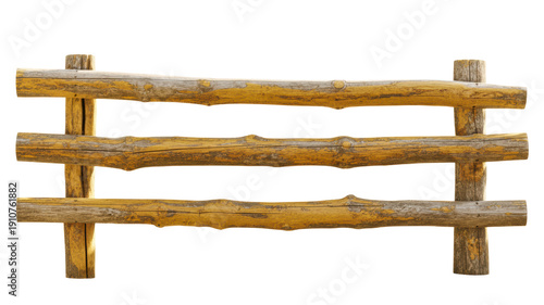 Rustic wooden fence on transparent background for design and decoration