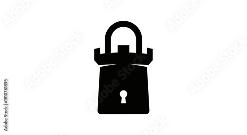 Black Padlock with Keyhole Closeup.
