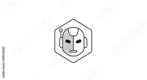 Robot Face with Headset Device.