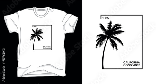 California good vibes vintage palm tree graphic design for t-shirt 1985