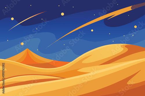 Wind Swept Desert Under Shooting Stars