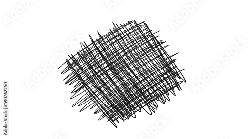 Hand drawn chaotic black tangled scribble, messy line art concept on transparent background. Doodle represents confusion, stress, complex problems, or mental clutter. For psychology, brainstorming.