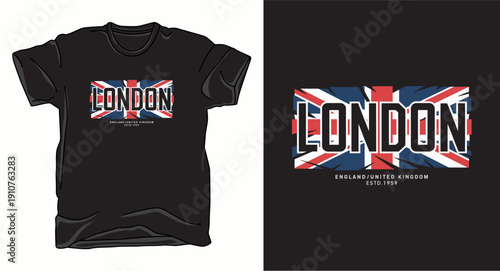 London england united kingdom t-shirt graphic design with union jack flag