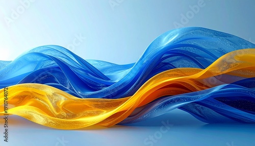 Minimal Two-Tone Blue Yellow Wave Shape