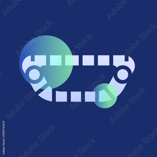 tank track glassmorphism illustration. Transparency blur elements. Ui layered design