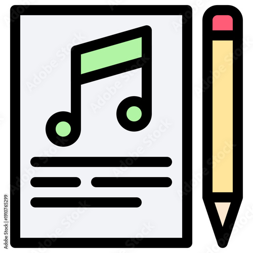 Songwriter Vector Icon, User Interface Related Lineal Colour Style Vector Icon.