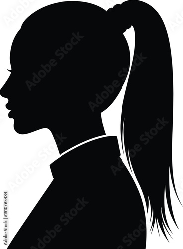 Silhouette of a woman with a ponytail