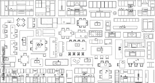 Isolated architectural blueprint on transparent background