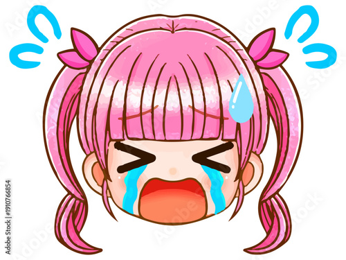 ツインテールのちびキャラ女子の顔アイコンイラスト素材5