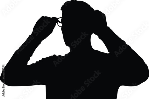 Single black abstract head silhouette portrait minimal flat vector illustration